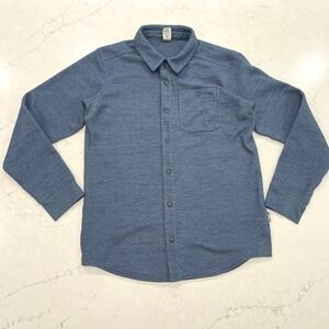 Stio Thermop Fleece Snap Shirt Mens M Blue Long Sleeve Textured Gorpcore Outdoor